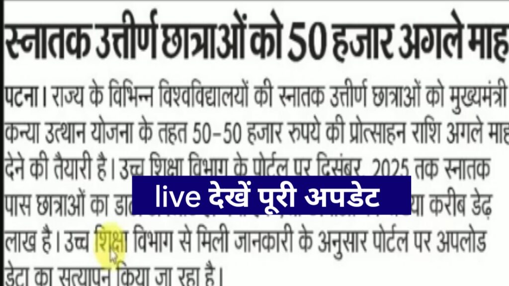 Bihar Graduation Pass 50000 Scholarship Kab Aayegi