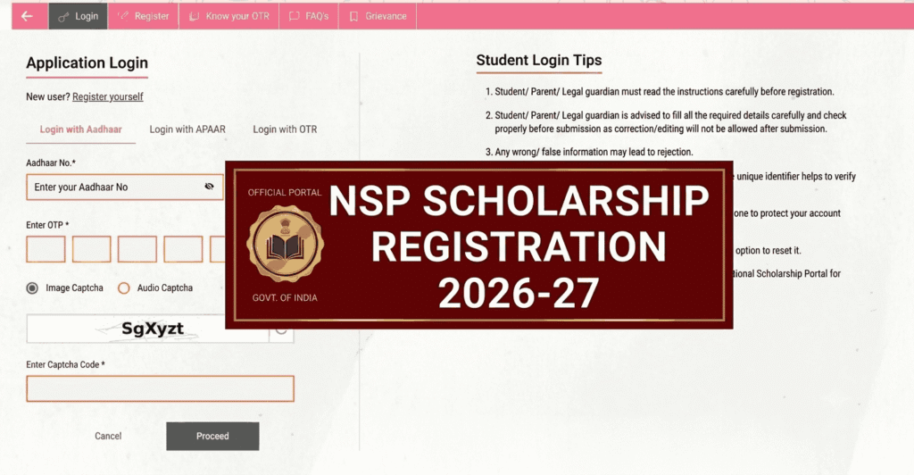 NSP Scholarship 2026-27 Registration Process