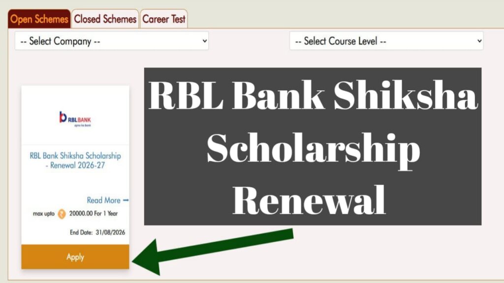 RBL Bank Shiksha Scholarship Renewal 2026-27