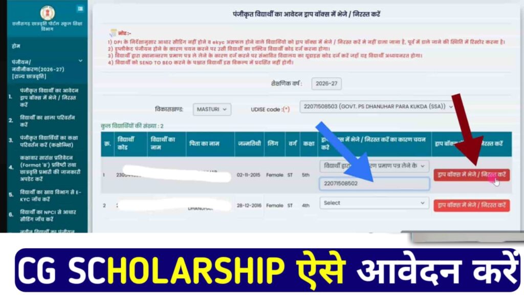 CG Scholarship 2026-27 Apply Online
